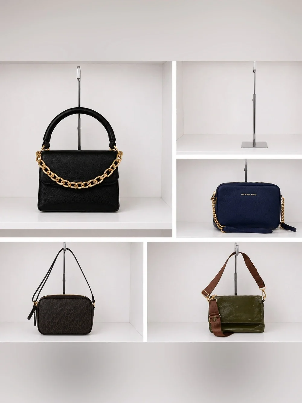 Michael Kors Black Satchel with Gold Chain Handle